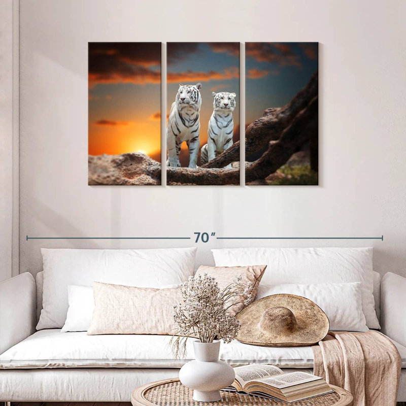 Brampt Wild White Tigers, 28" H x 45" W