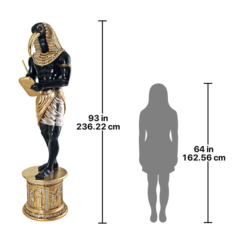Statue égyptienne grand chef Thoth avec piédestal