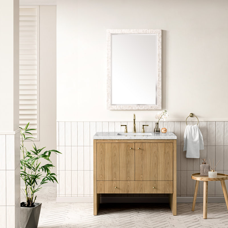 Hudson 36'' W Single Vanity, Eternal Jasmine Pearl, Light Natural Oak, 8" Widespread