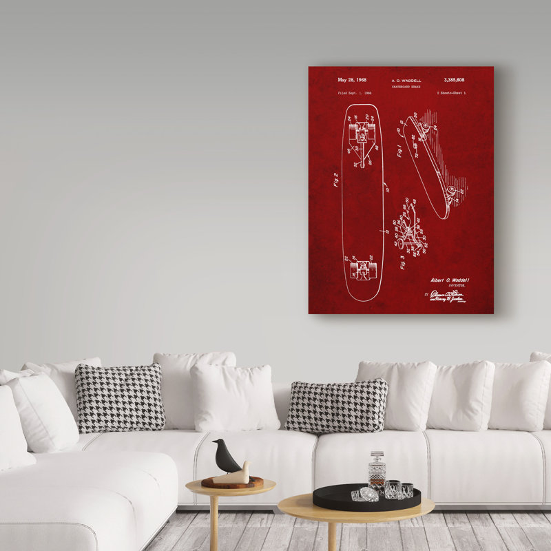 «Skateboard» par Manilo, reproduction d'art sur toile tendue, H 19 po x l 14 po