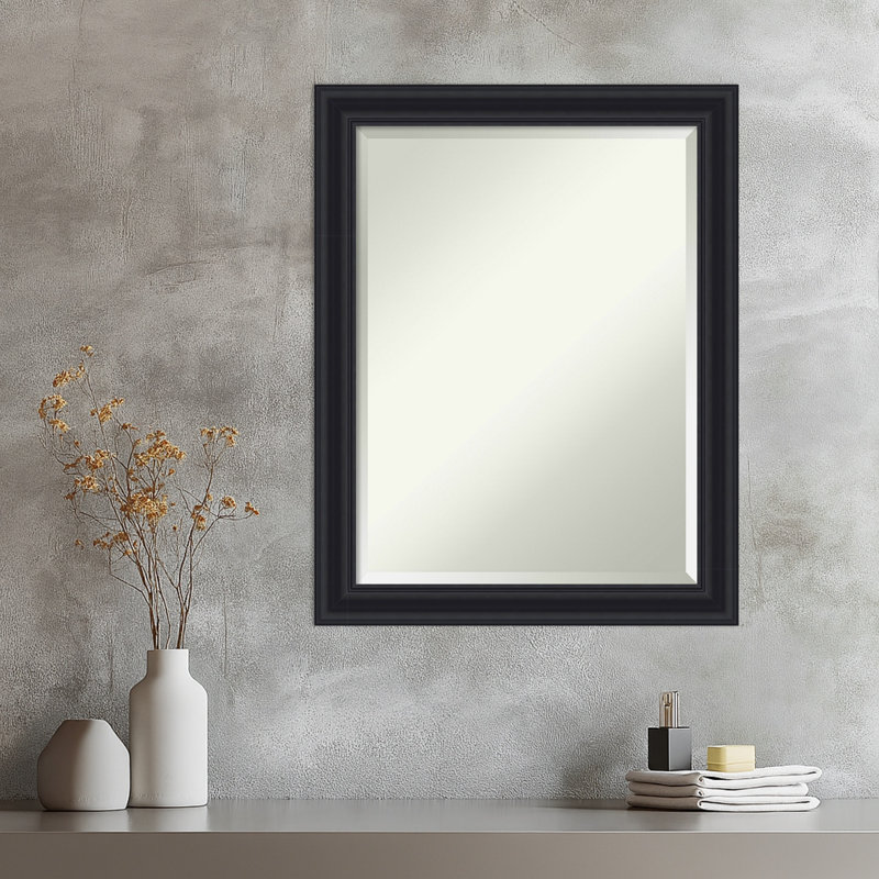 Dalat Beveled Framed Wall Mirror, 27.75" x 21.75", Black