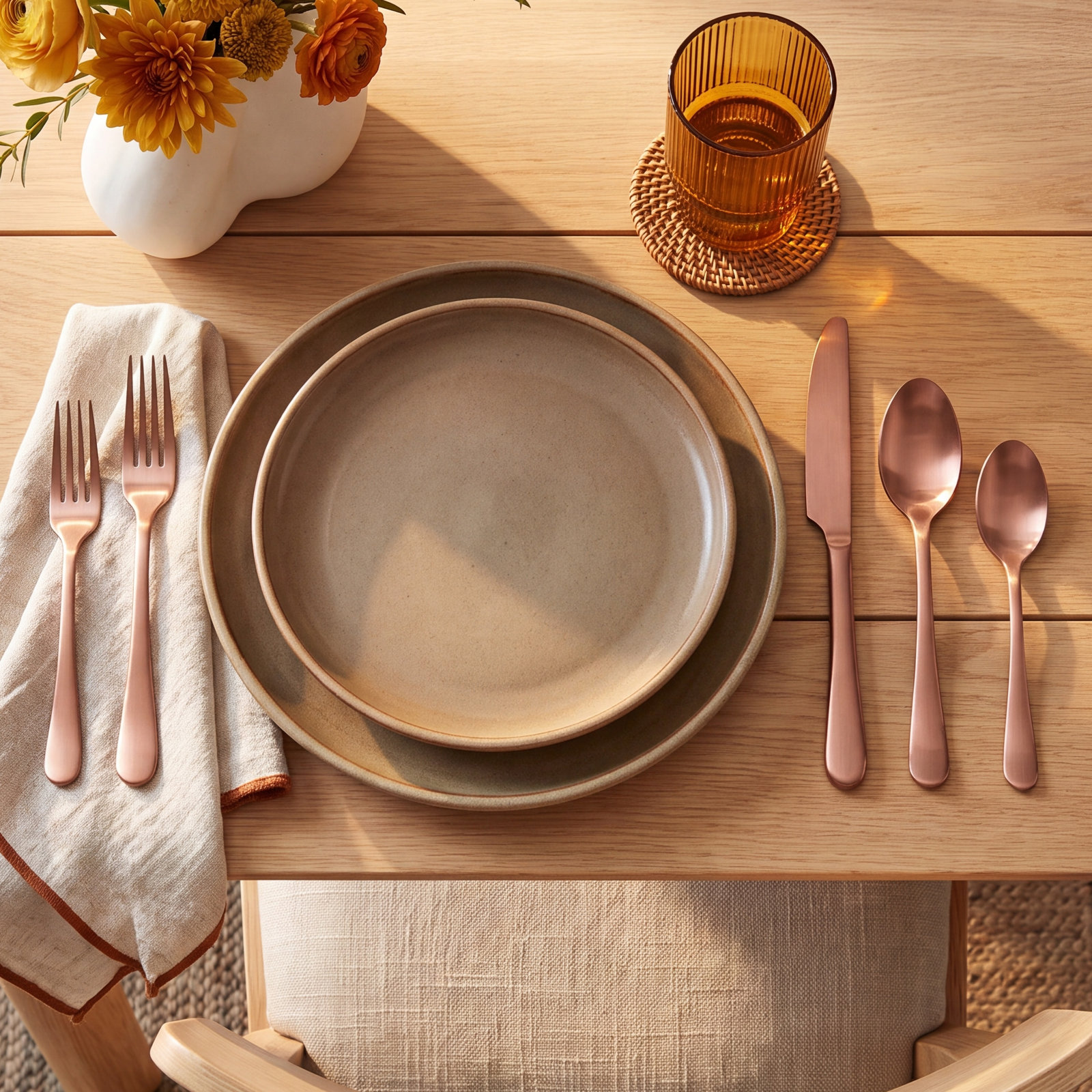 Mirabella Flatware Set - Service for 4, Copper