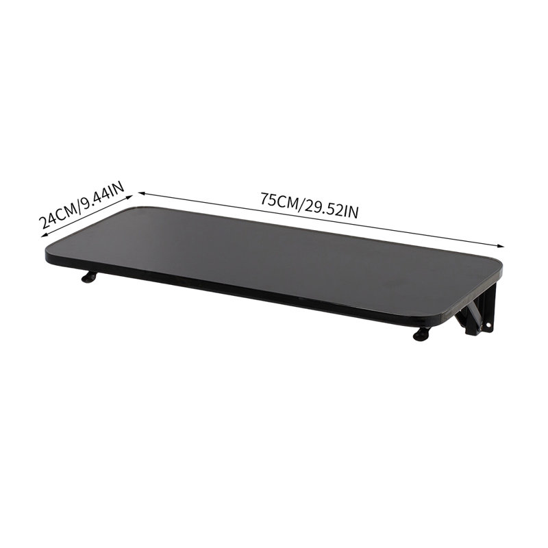 Metal Base Floating Desk, 3cm H x 75cm W x 24cm D, Black