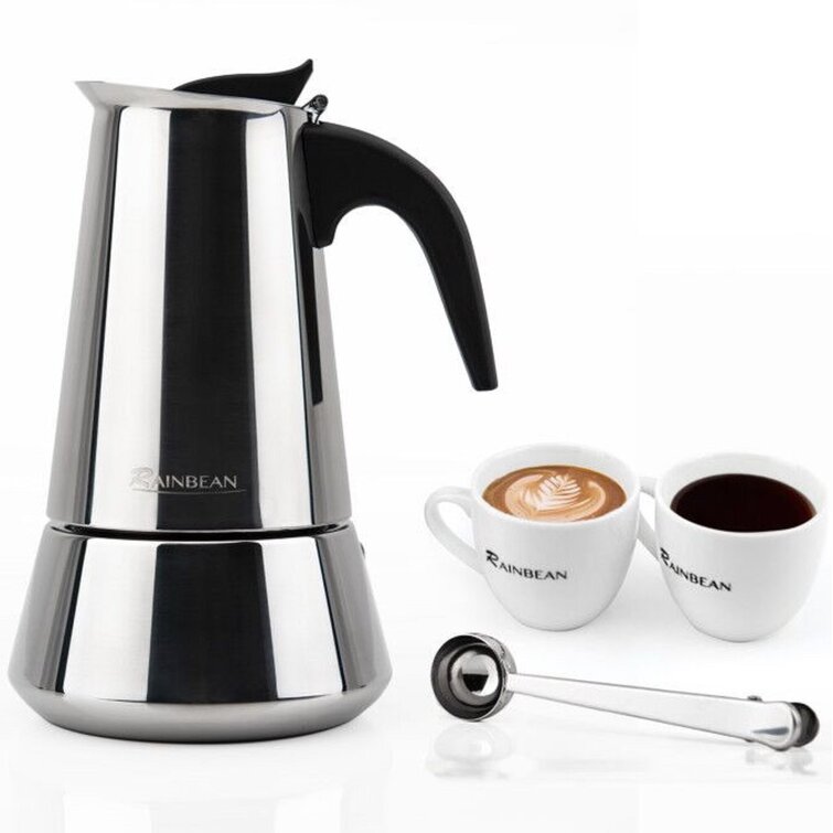  London Sip Stainless Steel Stove-Top Espresso Maker Coffee Pot  Italian Moka Percolator, Silver, 3 Cup: Home & Kitchen
