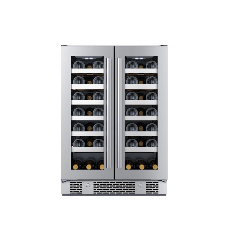 Stainless Steel 24-Inch Dual Zone French Door Wine Cooler