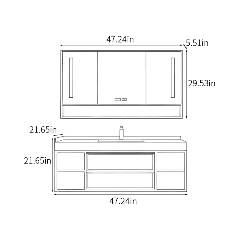 Armoire de salle de bain moderne et luxueuse, 47"