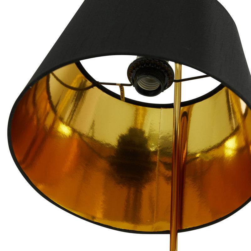 Lampe de bureau en marbre blanc avec support en métal doré, Noir