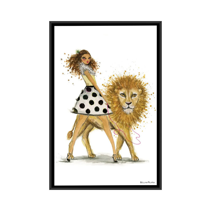 « zodiac de la série filles : leo », peinture sur toile tendue, H 48 po x l 32 po x P 1,5 po, Toile avec cadre flottant noir