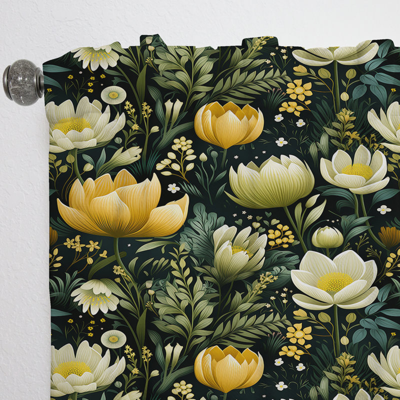 Botanical Bliss Boho Motif I - Rideau de velours bohémien - obscurcissant - 1 panneau, L 52 po x L 95 po