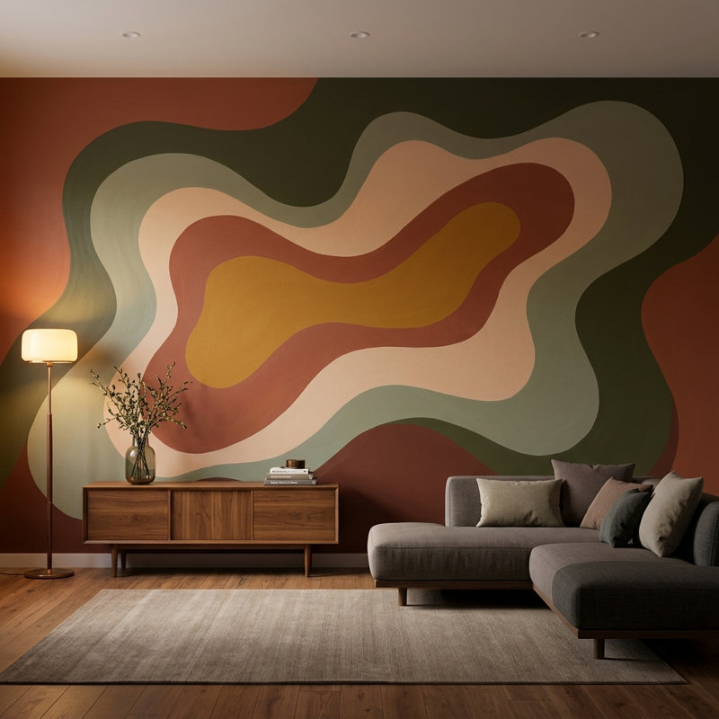 Murale Mid-Century, 100 po x 96 po, Non tissé