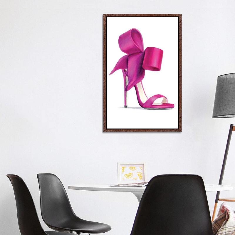 Pink 1 Piece Wall Art on Canvas, 101.6cm H x 66.04cm W x 3.81cm D, Classic Brown Wood Floater Framed