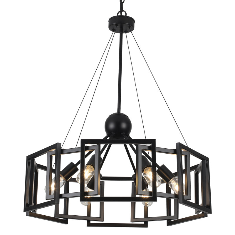 Lustre cylindrique à intensité variable 6 lumières Bossley, Noir mat