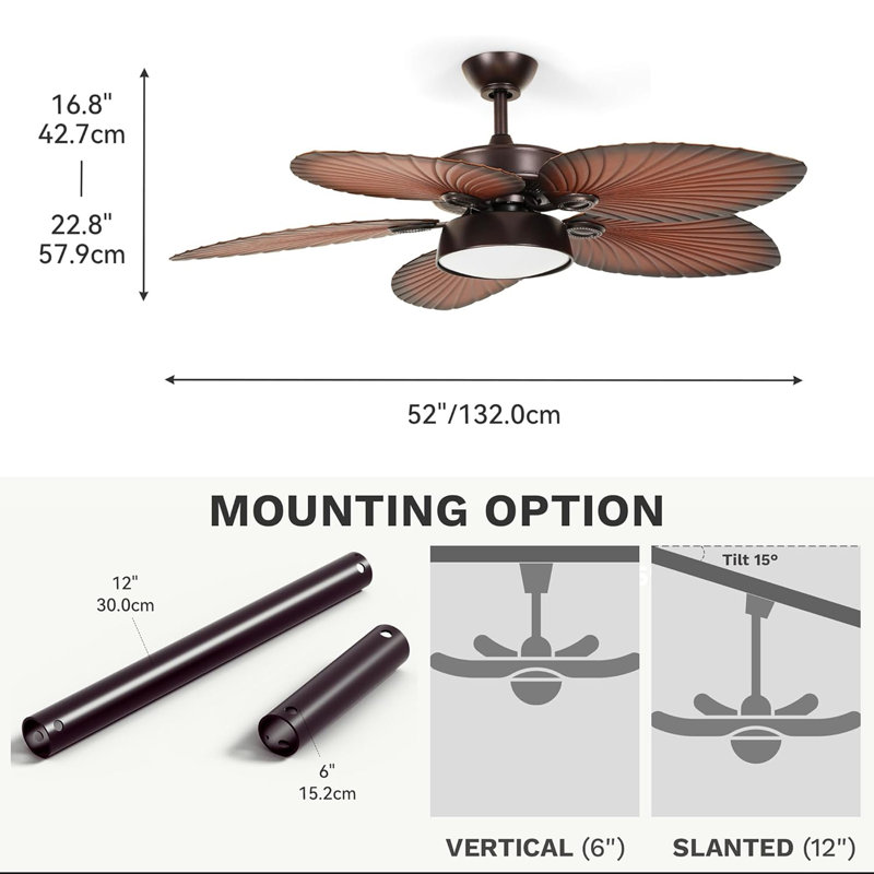 Ventilateur de plafond 52 po Tropical, Doré