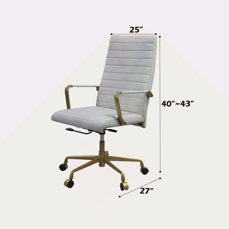 Chaise de bureau rétro en cuir fleur blanc rétro