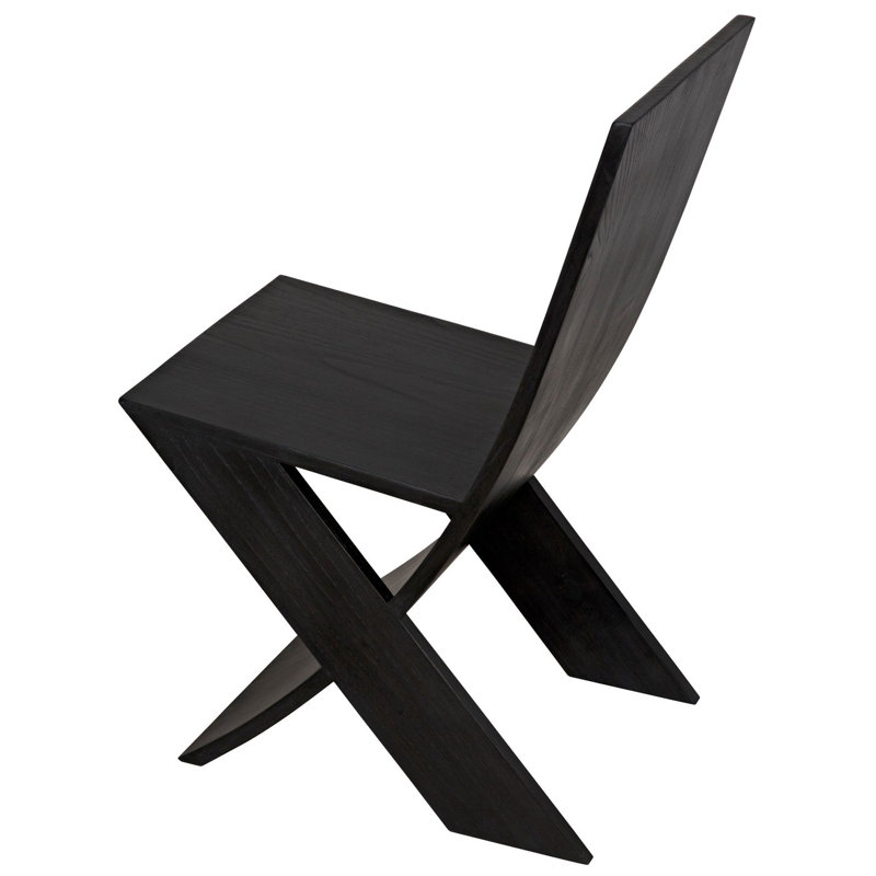 Chaise en bois massif Tech, Noir anthracite