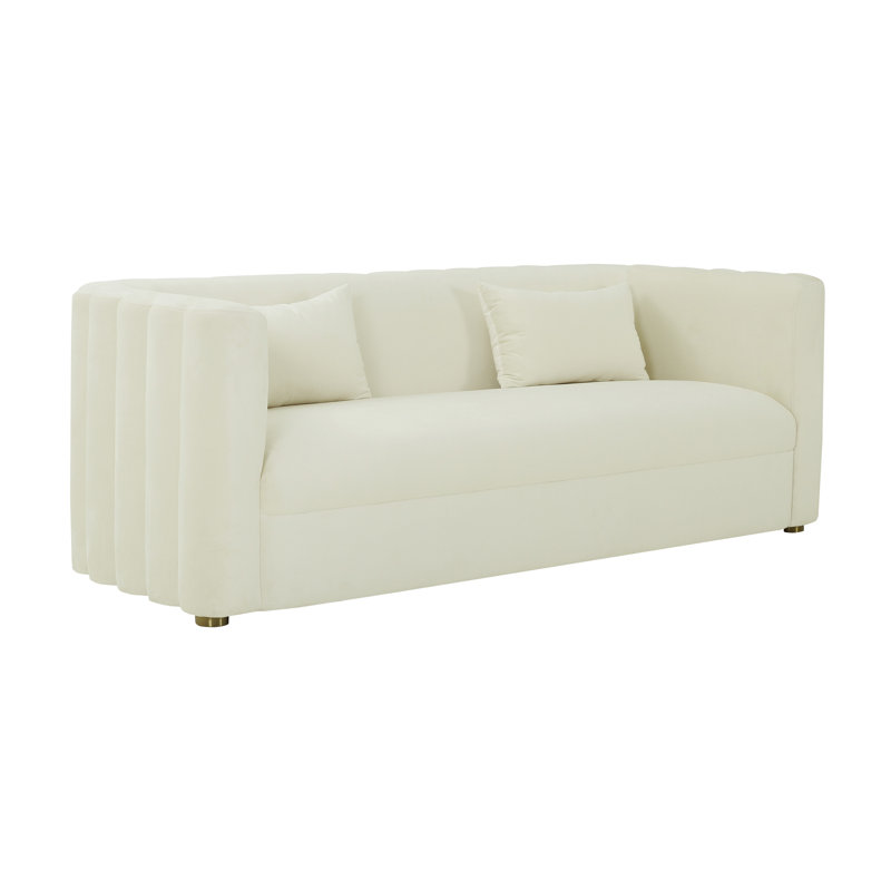 Tov Furniture Callie Cream Velvet Sofa, White Velvet