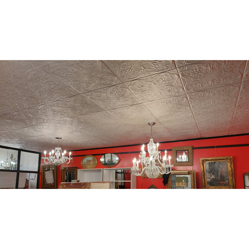 19.6'' L x 19.6'' W Textured Polystyrene Glue Up Ceiling Tile In White