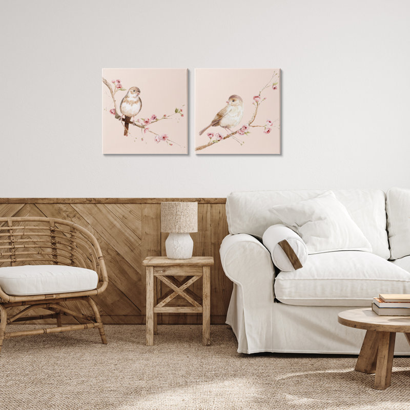 «Sweetest Brown Birds Branch», ensemble de 2 toiles par Lisa Wehmeyer