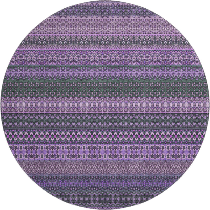 Premium Machine Washable Cerrito AMF527 Purple, Round 8'