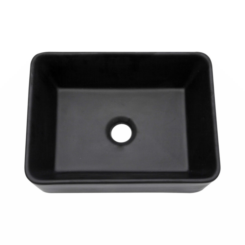 Myhomekeepers 12'' Ceramic Rectangular Bathroom Sink, Black