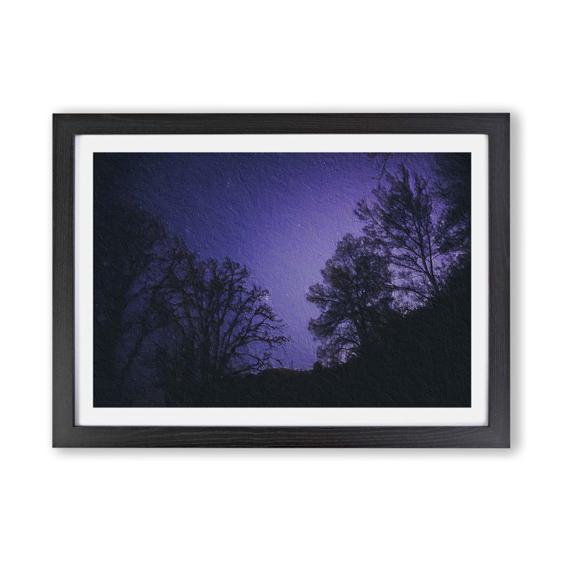Purple Stars - Framed Print, 33cm H x 45cm W x 2cm D, Black