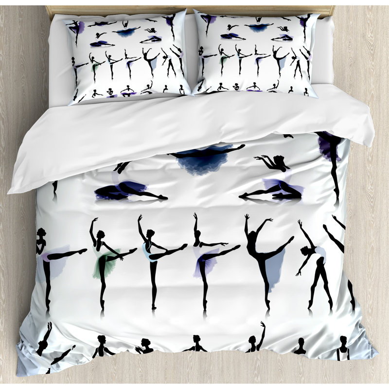 Queen Black and White Ballet Dancers Duvet Cover Set