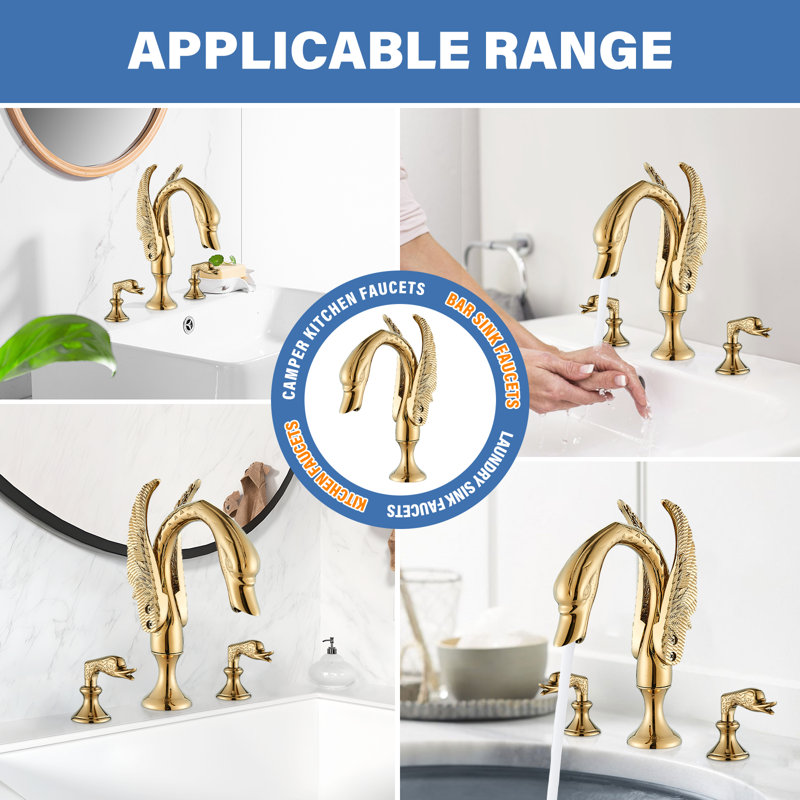 Luxurious Gold Swan Vessel Sink Faucet with Dual Handles