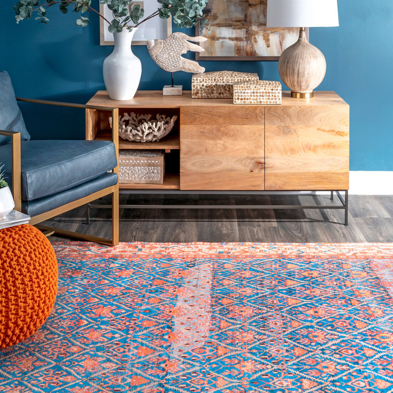 Tapis de zone orange Willette, Rectangle 5 pi 3 po x 7 pi 7 po
