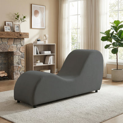 Chaise longue en velours courbé avec housse amovible, gris foncé