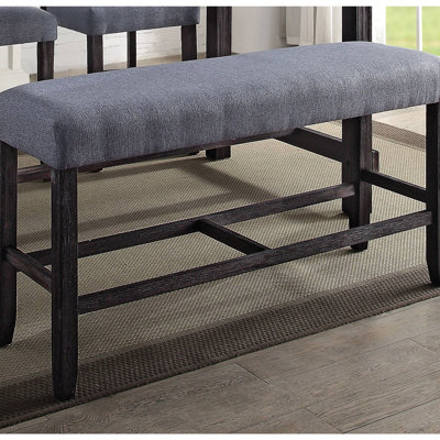 Grey Weathered Entryway Bench - Foam Padded Solid Wood Frame Seating Structure