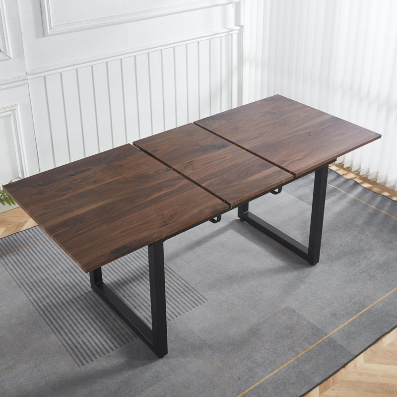 Table de salle à manger extensible, H 29,13 po x l 70,86 po x P 31,49 po, Noir, Noir