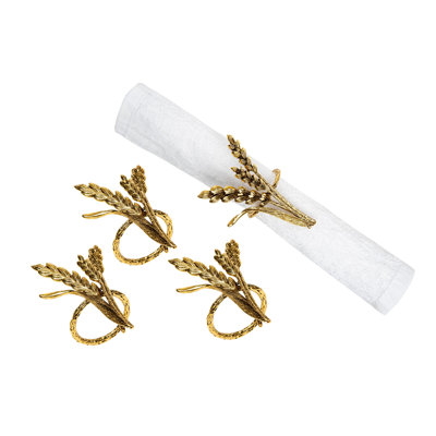 Bronze Wheat Napkin Ring Set of 4