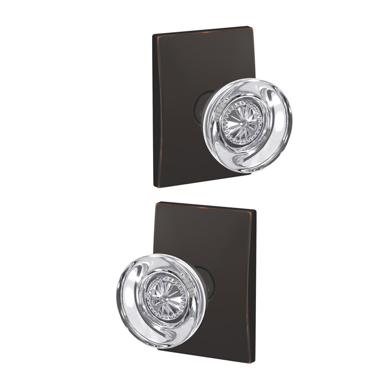 Hobson Non-Turning Glass Knob with Century Trim, Aged Bronze