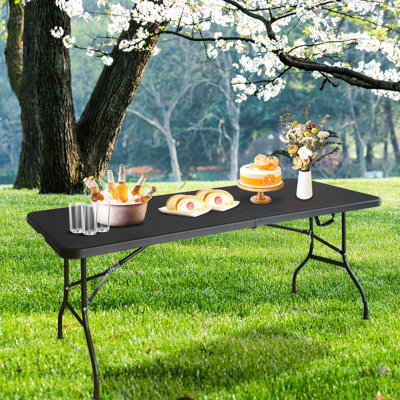 Camping Party Portable Folding Table - 6Ft, Materials, Black High Durability,