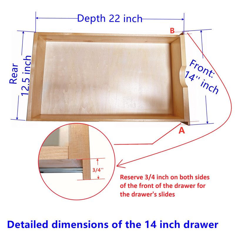 14'' Rolling Tray Soft Close Drawer Pull-Out Base Kitchen Roll-Out Wood Box Storage Shelve Homar