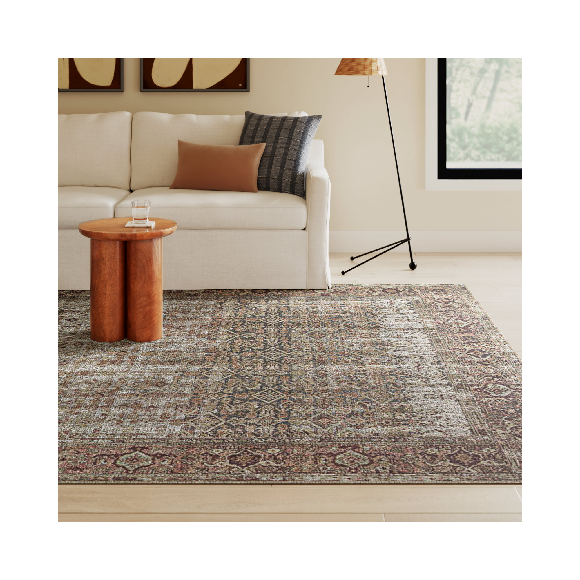 Georgie Oriental Moss/Salmon Area Rug, Rectangle 8'4" x 11'6"