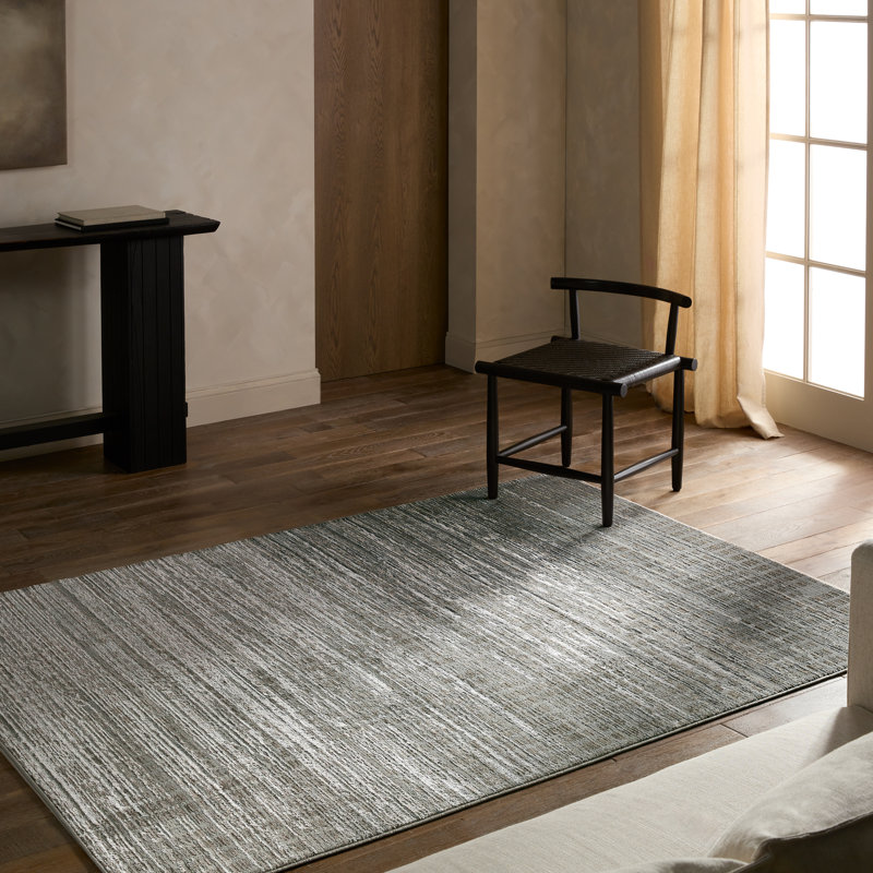 Tapis gris à motif abstrait tissé à la main Label J Lilidh, Rectangle 9 pi 9 po x 13 pi 6 po