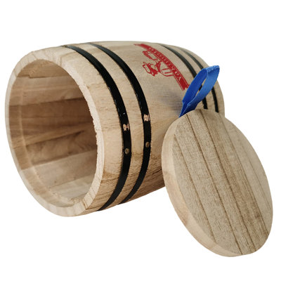  Small Handcrafted Wooden Storage Barrel With Lid - Decorative Countertop Organizer For Coffee, Tea, And Crafts
