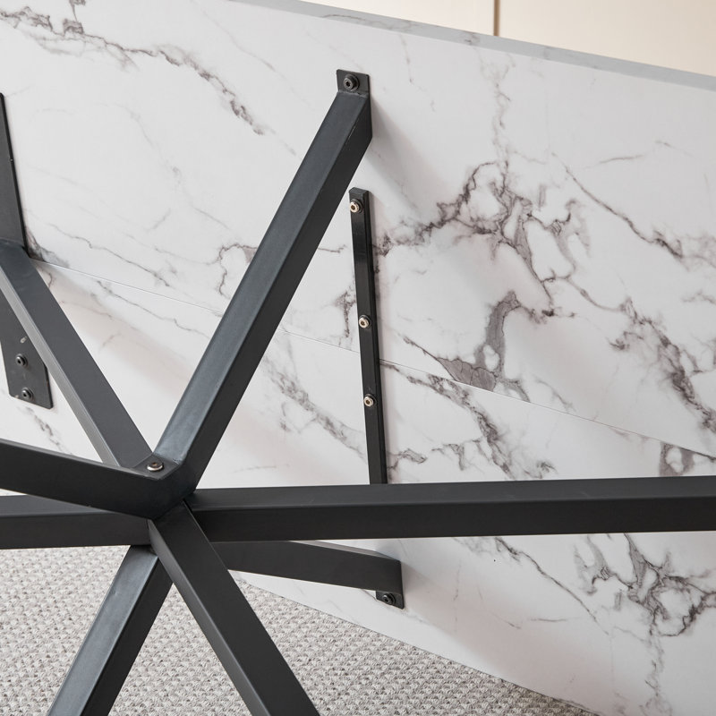Modern Minimalist Rectangular Dining Table - Dining Table - For 4-6 People , White Marble