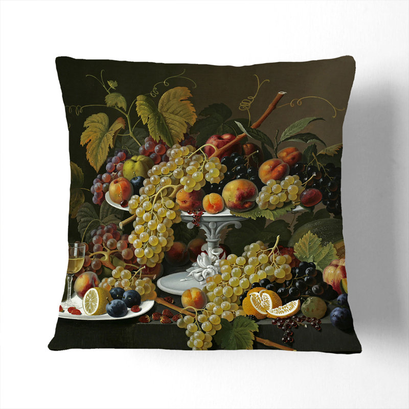 Still Life With Flowers And Fruit Vol.3 Square Throw Cushion, Stone, 40cm H x 40cm W x 15cm D