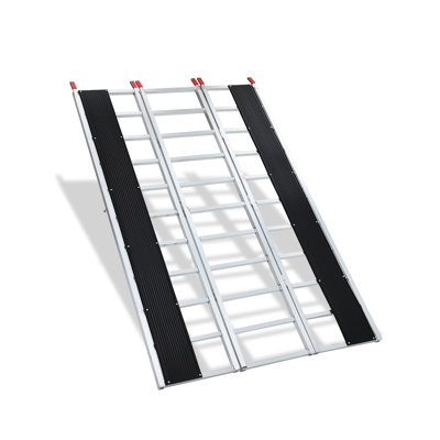 Rampe de chargement antidérapante en aluminium 85 po x 85 po avec gants et manchon en caoutchouc noir, rampe portative pliable 1500 lb, trousse de chargement pour équipement toutes saisons