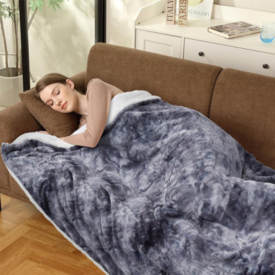 Heated Blanket Electric Throw, Soft Tufted Electric Blanket, Machine Washable Thicken Velvet Heating Blanket Throw with 5 Heating Levels and 4 Hour Auto-Off, 50"x60", Gray