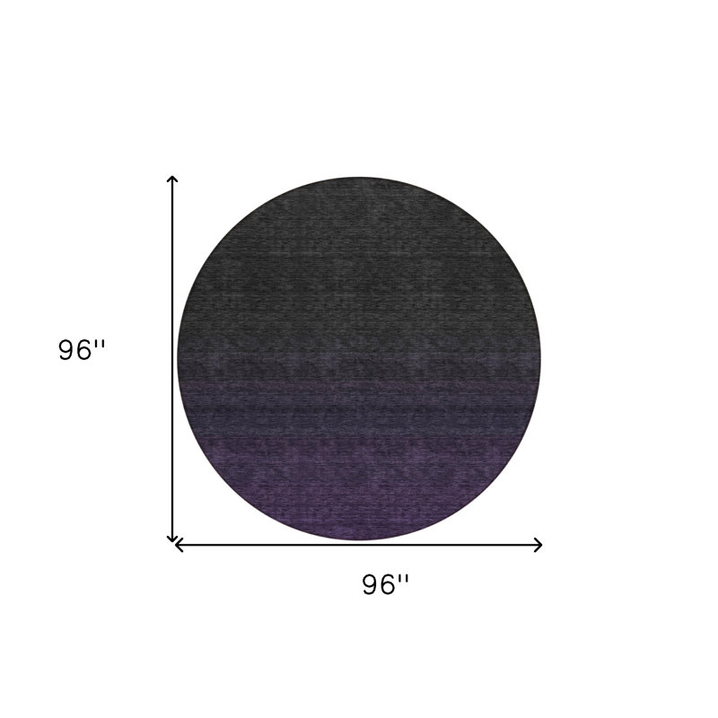 Tapis extérieur rond lavable abstrait 8 pi mauve et gris anthracite