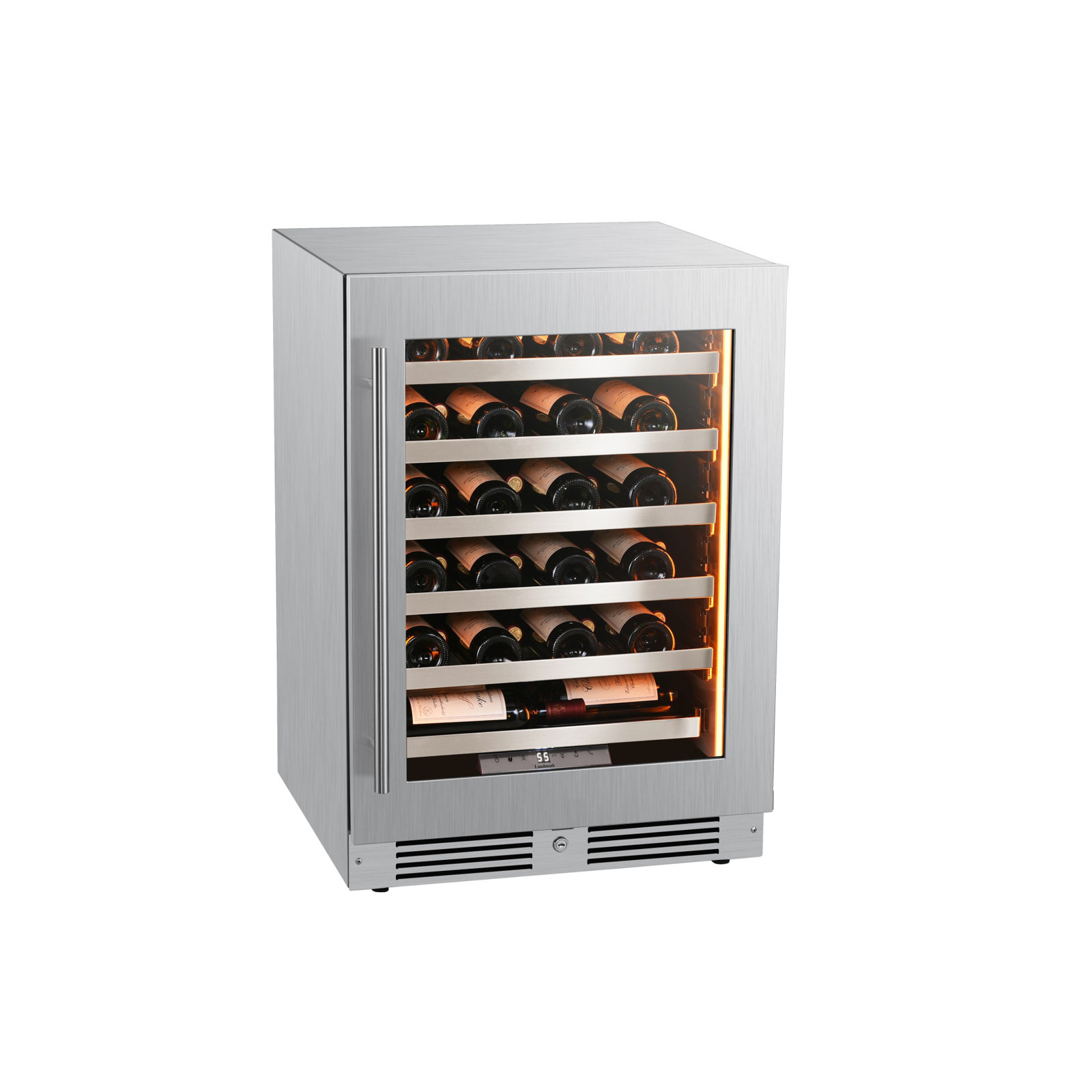 24 Inch Wide 44 Bottle Capacity Single Zone Wine Cooler with Alternating (Blue, White, Amber) LED lighting, Door Alarm, Touch Control Panel and Lockab | Fridge.com