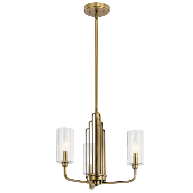 Kimrose 3 - Light Wagon Wheel Chandelier, Brushed Natural Brass