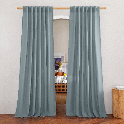 Linen Curtains for Living Room Rod Pocket & Back Tab Thick Flax Privacy Semi Sheer Window Curtains, 2 Panels