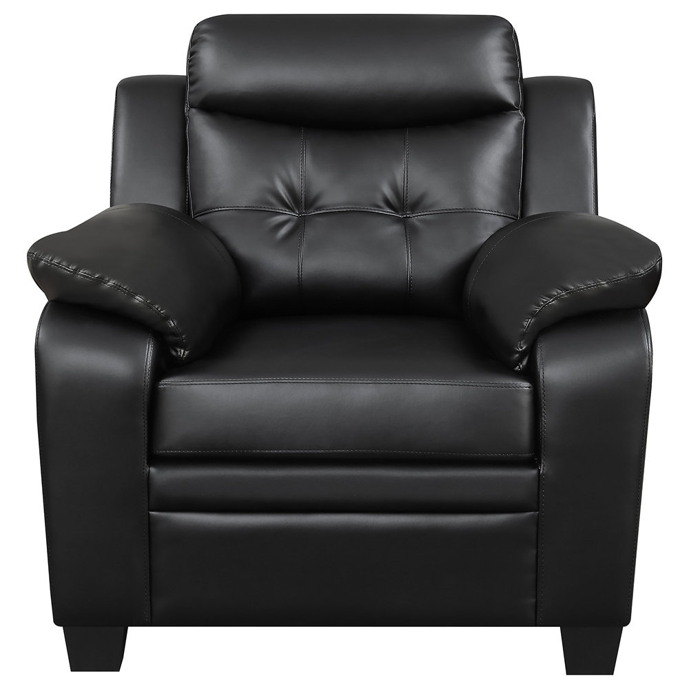 Latitude Run® Winchell Black Upholstered Padded Arm Tufted Accent Chair ...