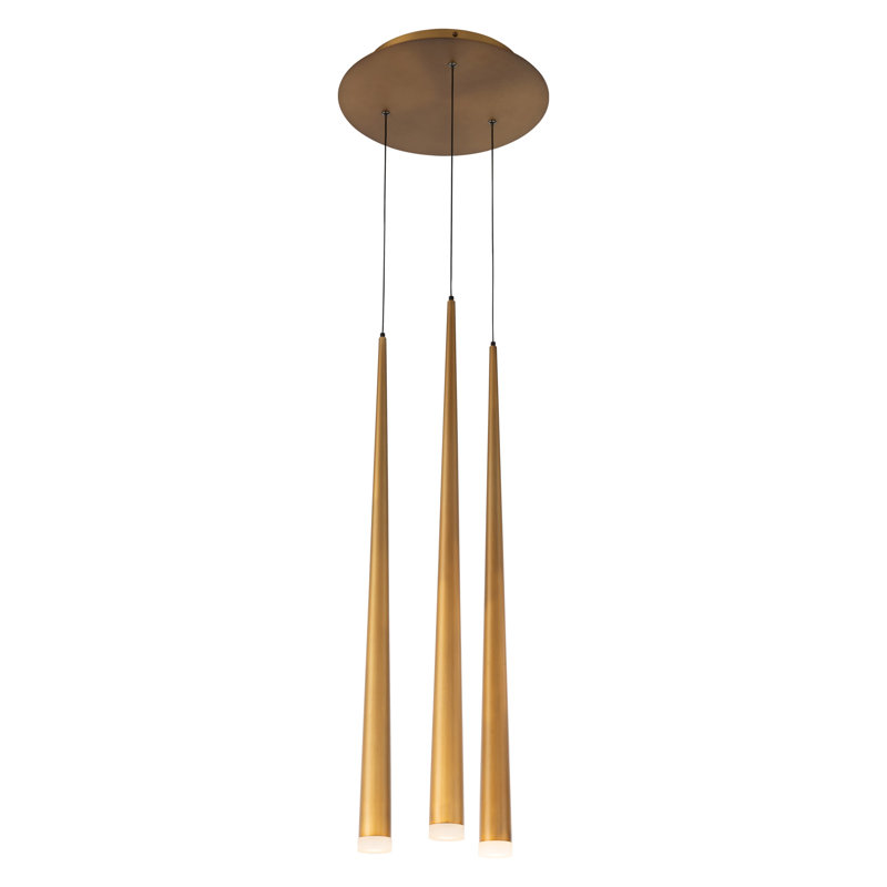 Luminaire suspendu 3 lumières Cascade, Laiton vieilli