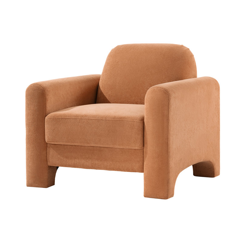 Gabriel Modern 91CM Wide Curved Chenille Armchair, Orange