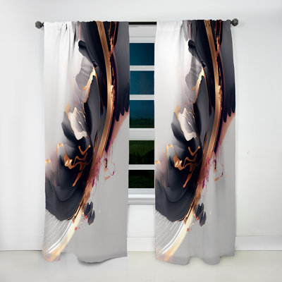 Rose Gold Black Transcending Complexity I - Modern Velvet Curtain - Room Darkening - 1 panel
